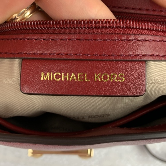 Michael Kors Whitney Leather Backpack Purse Gold chain Brick red New NWOT - Picture 10 of 17